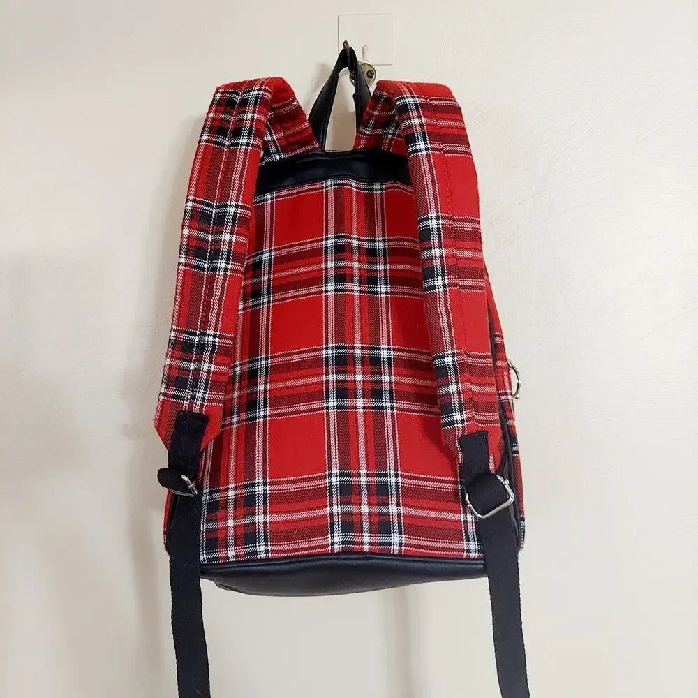 Unbranded Multicolor Tartan Plaid Mixed Media Adjustable Backpack